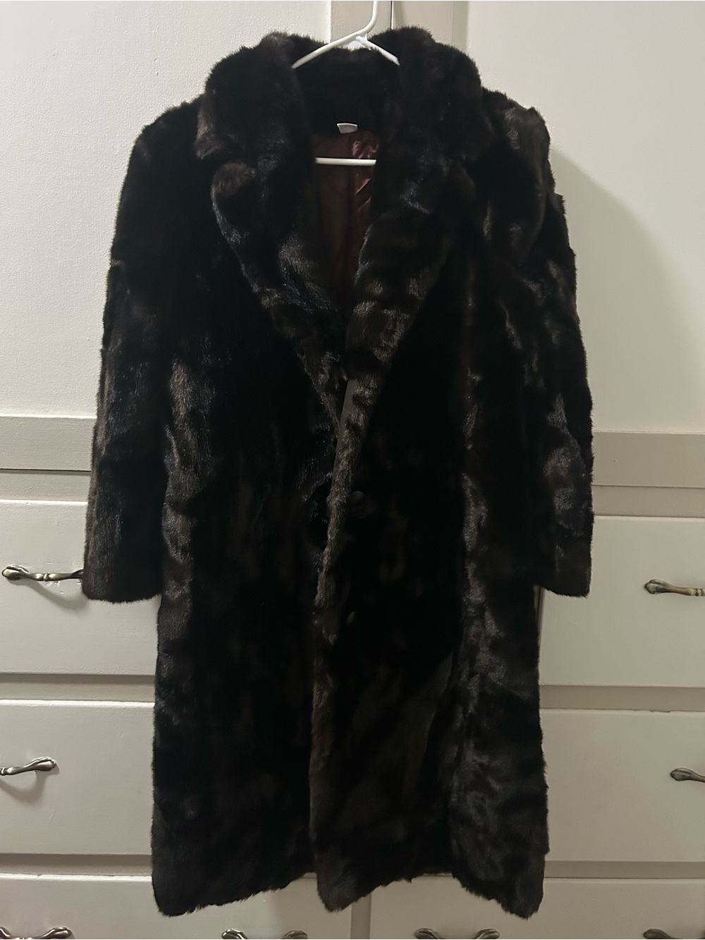Vintage Dark Brown Faux Fur Trench Coat